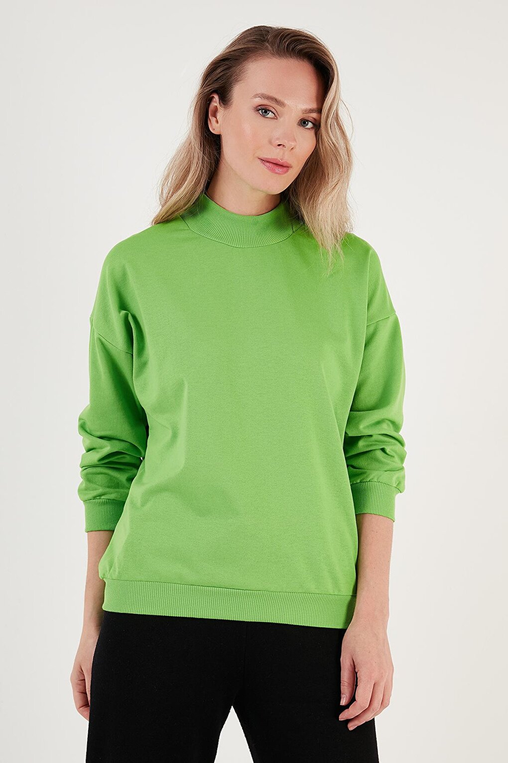 Cotton Stand Collar Basic Knitted Sweat 5863323