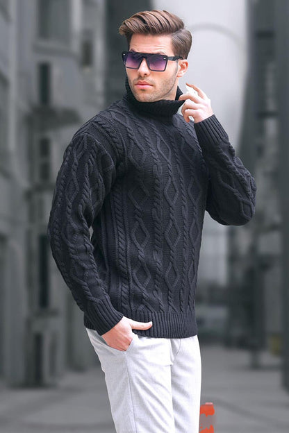 Black Turtleneck Men's Knitwear Sweater 6854