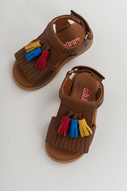 Girl's Tan Leather healthy Supported Children's Sandals