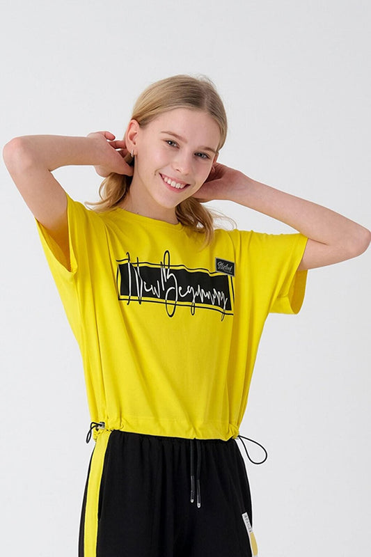 Girl's Adjustable Waist Printed T-shirt Hn2