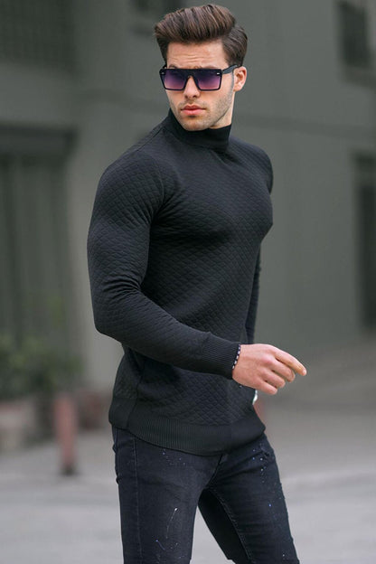 Black Turtleneck Men's Knitwear Sweater 6809