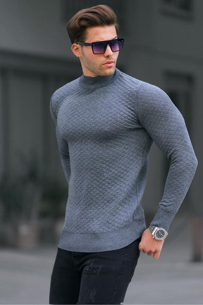 Anthracite Turtleneck Men's Knitwear Sweater 6809