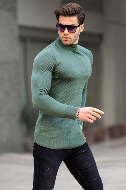 Khaki Turtleneck Men's Knitwear Sweater 6809