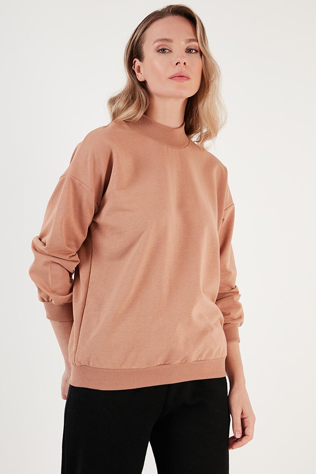 Cotton Stand Collar Basic Knitted Sweat 5863323