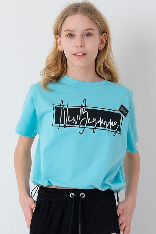 Girl's Adjustable Waist Printed T-shirt Hn2