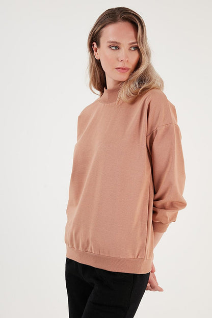 Cotton Stand Collar Basic Knitted Sweat 5863323