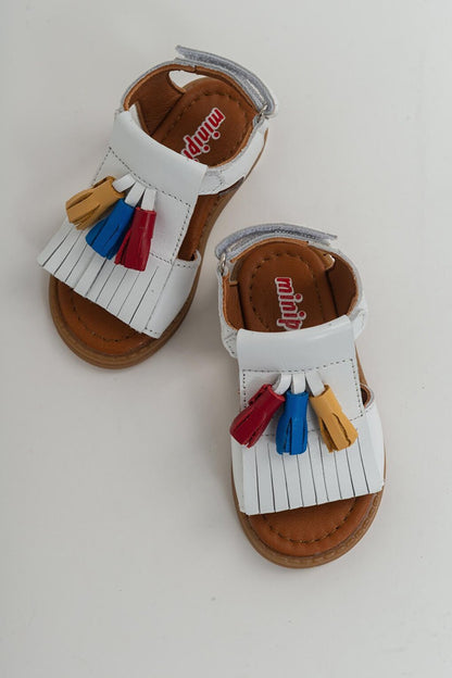 Girl's White Leather healthy Supported Children's Sandals