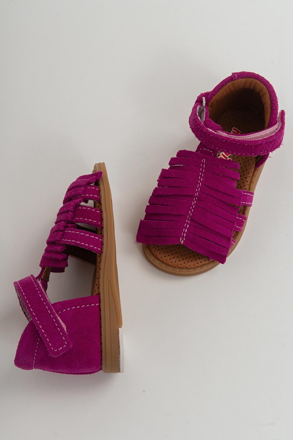 Girl's Fuchsia Leather healthy Supported Children's Sandals