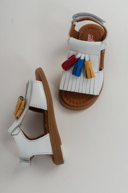 Girl's White Leather healthy Supported Children's Sandals