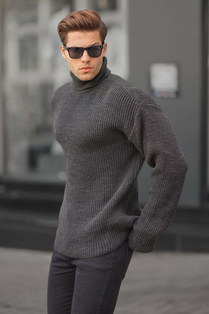 Anthracite Turtleneck Knitted Sweater 6858