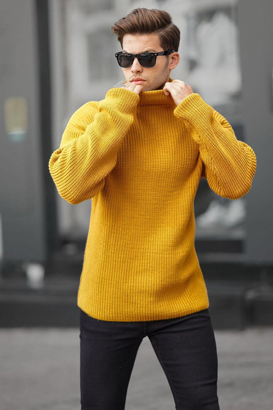 Mustard Turtleneck Knitted Sweater 6858