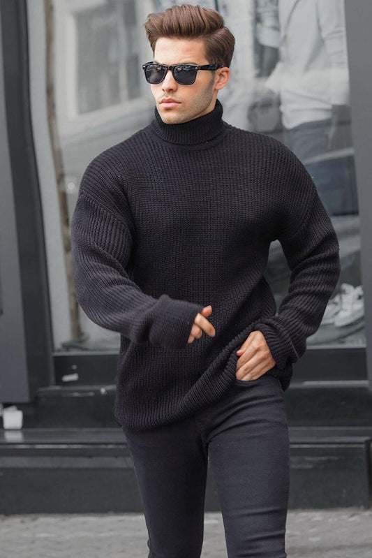 Black Turtleneck Knitted Sweater 6858