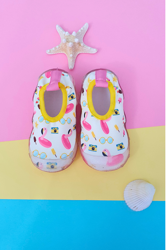 Flamingo Summer Patterned Girl's Non-Slip Sole Sea Shoes-F-7030