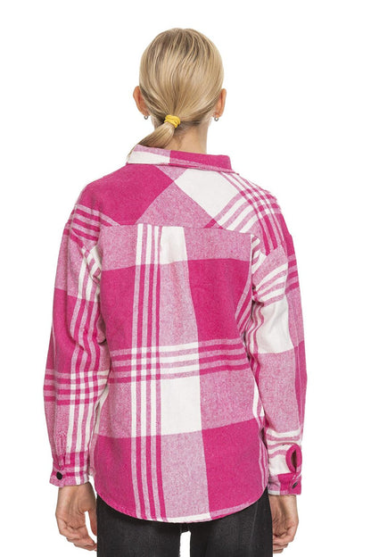 Girl's Pleated Back Plaid Shirt 9-14 Years Lx170