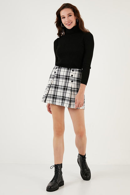 Regular Fit Winter Tweed Mini Shorts Skirt 611ET0020