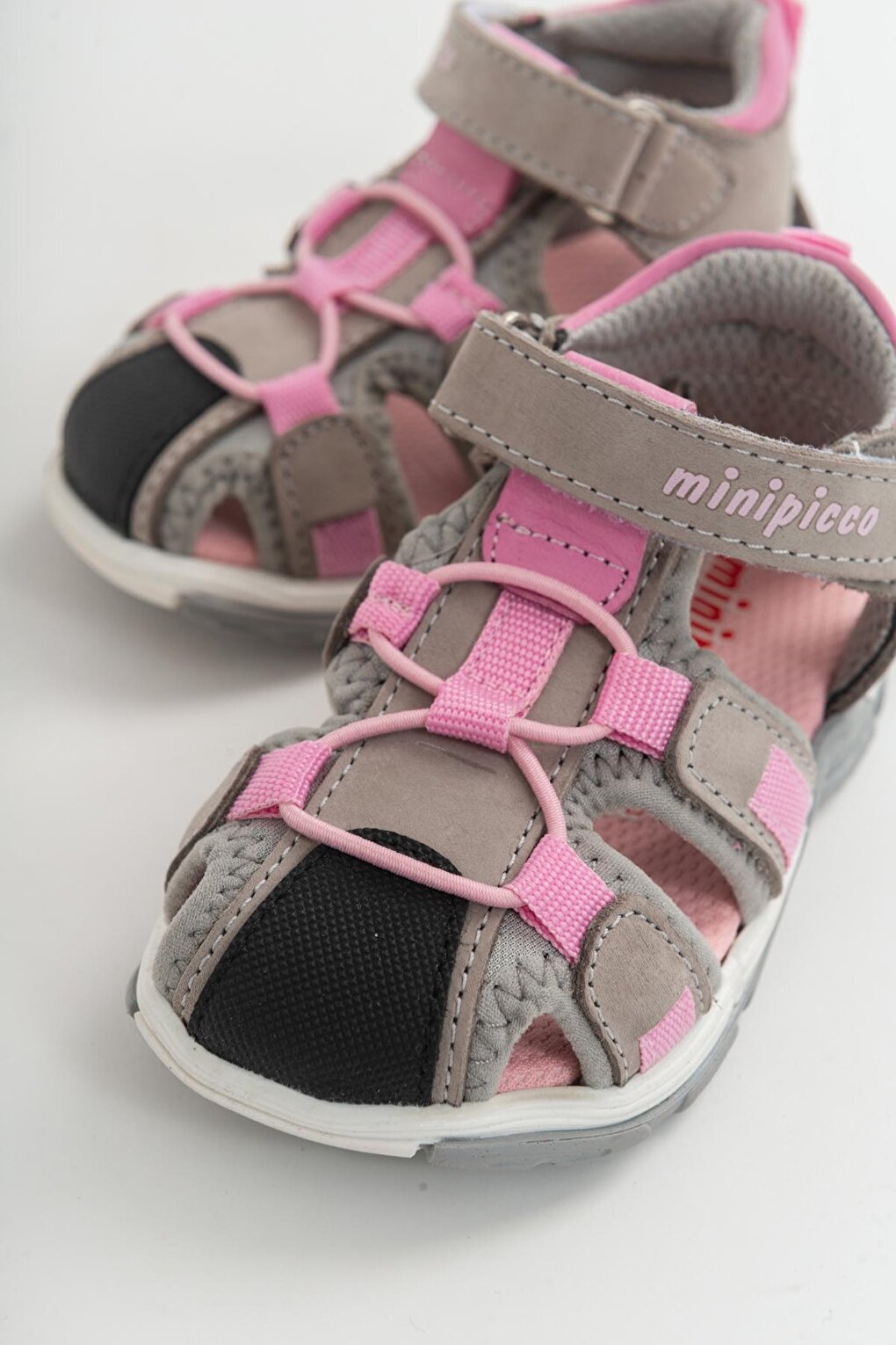 Unisex Children's Gray-Pink Leather healthy Outdoor Children's Sandals