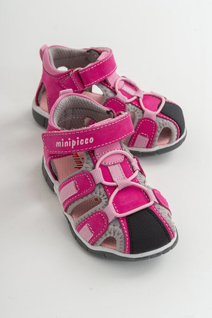 Unisex Children's Fuchsia Leather healthy Outdoor Children's Sandals