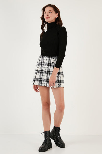 Regular Fit Winter Tweed Mini Shorts Skirt 611ET0020