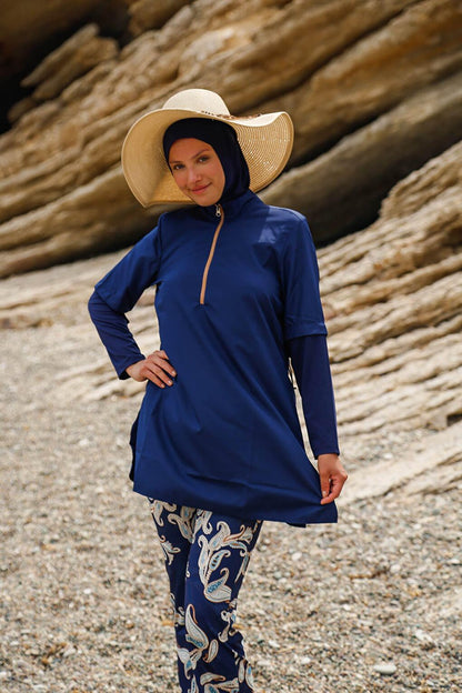 Navy Blue Fully Covered Hijab Swimsuit M2260