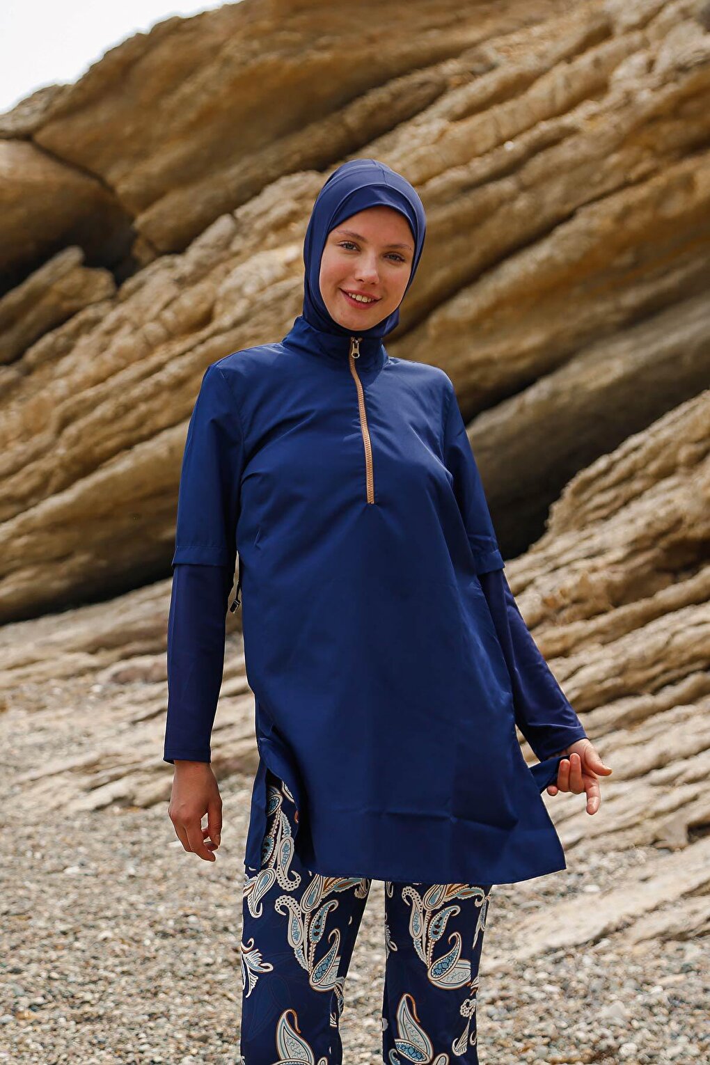 Navy Blue Fully Covered Hijab Swimsuit M2260