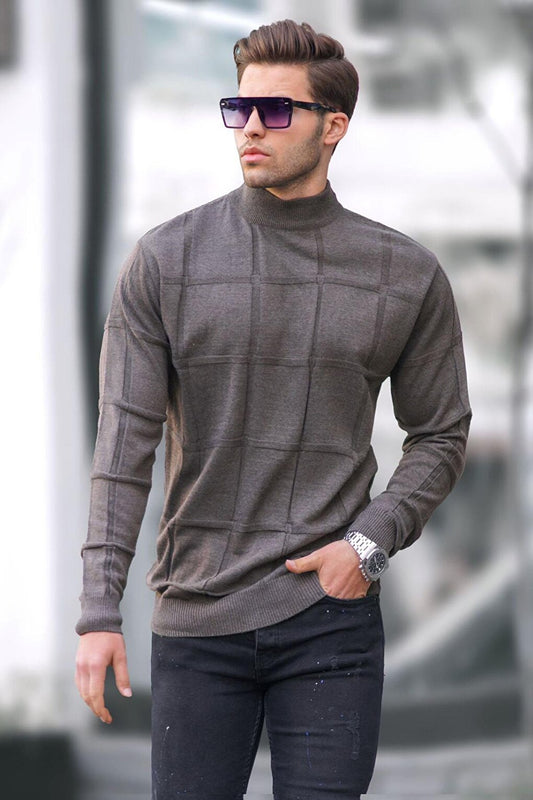 Brown Turtleneck Knitwear Sweater 5784