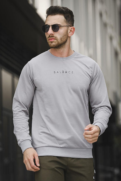 Balance Printed Slim Fit Lycra Crew Neck Men's Sweatshirt