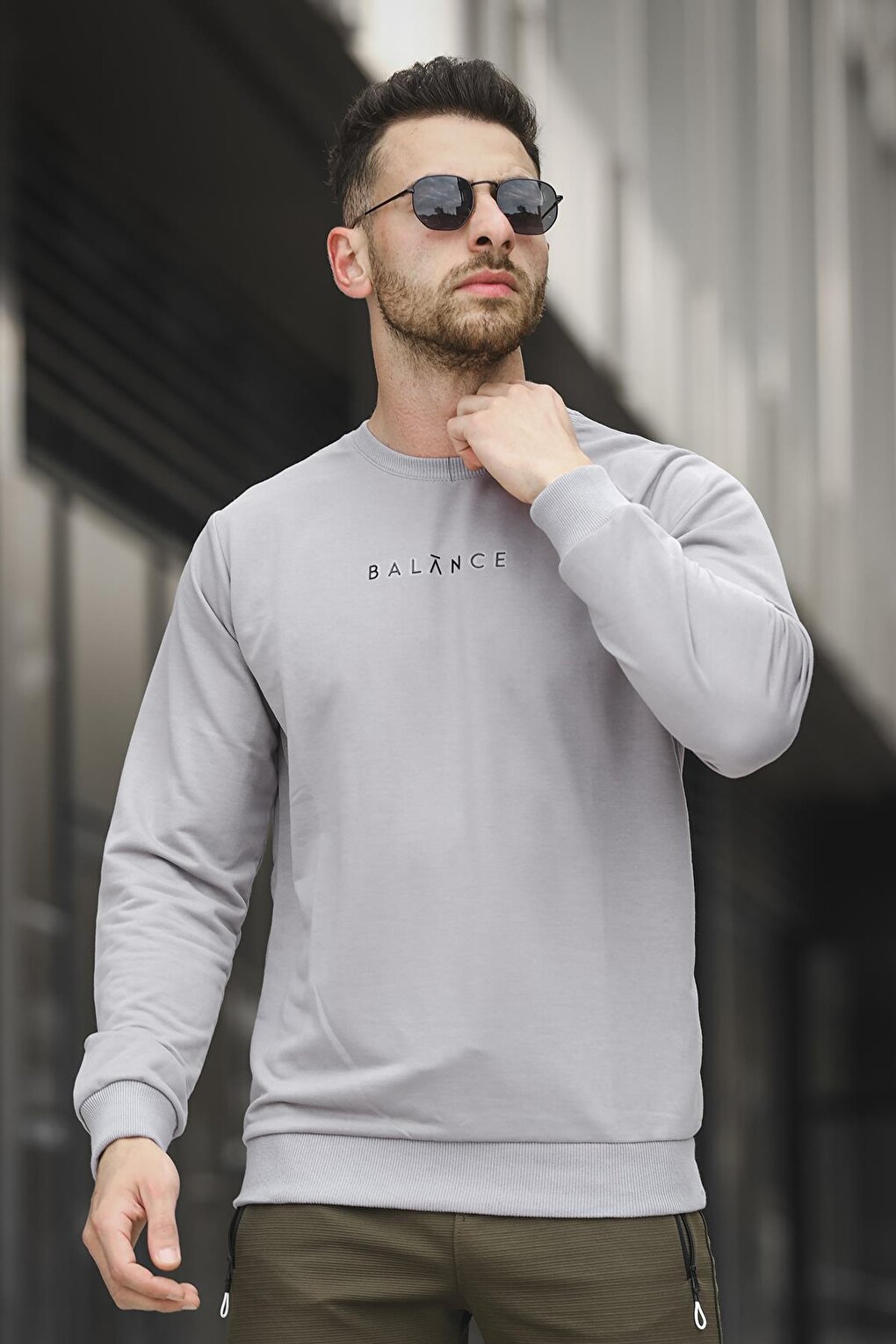 Balance Printed Slim Fit Lycra Crew Neck Men's Sweatshirt