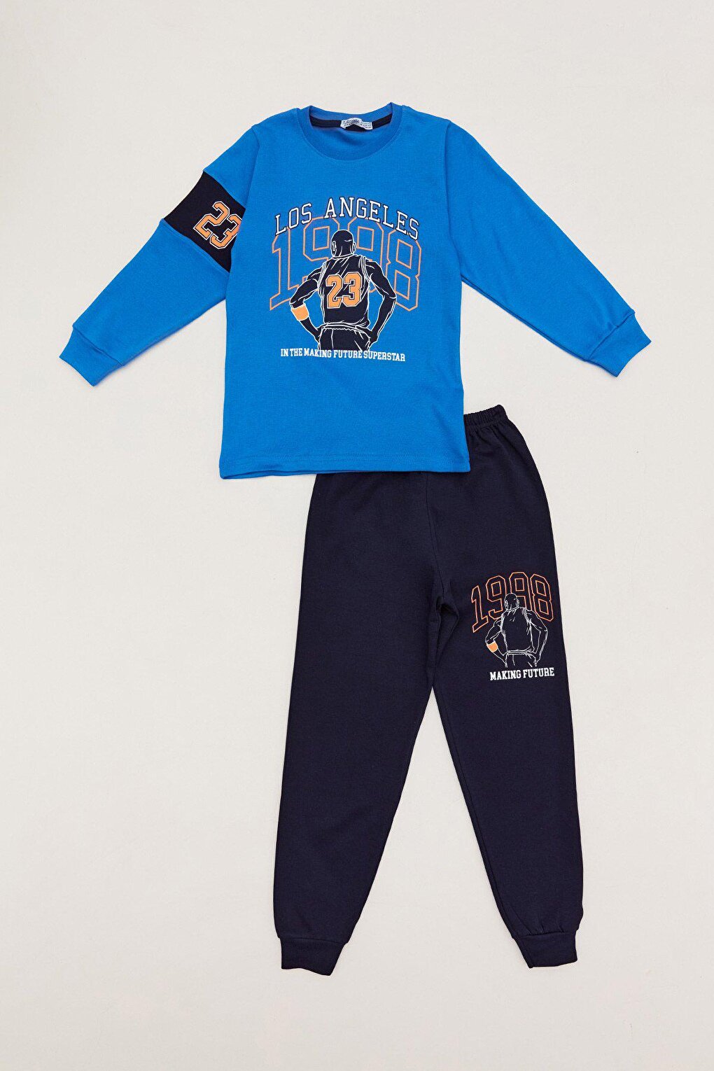 Printed Crew Neck Jogger Boy Pajama Set