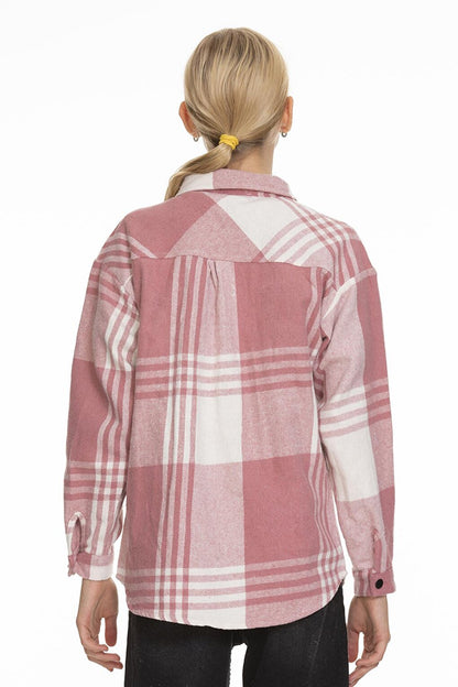 Girl's Pleated Back Plaid Shirt 9-14 Years Lx170