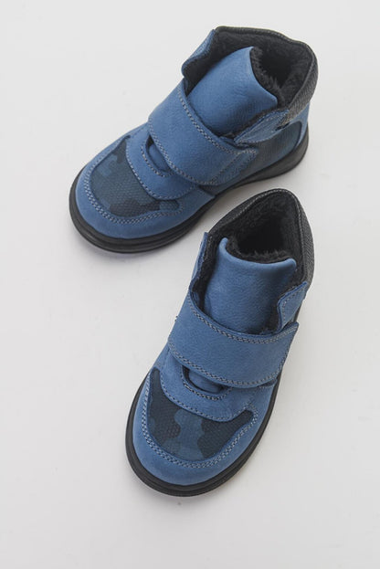 Boy's Blue Genuine Leather Children's Boots