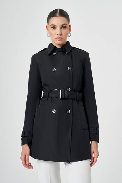 Classic Short Black Trench Coat