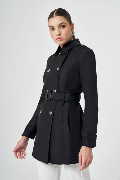 Classic Short Black Trench Coat