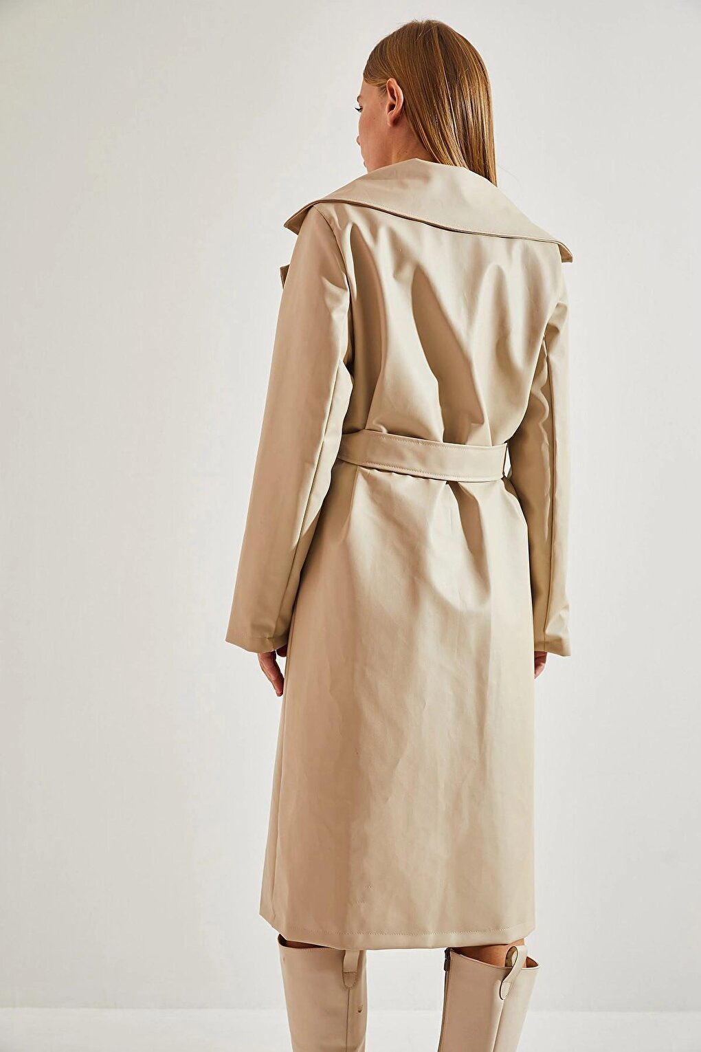 Women's Belted Leather Coat