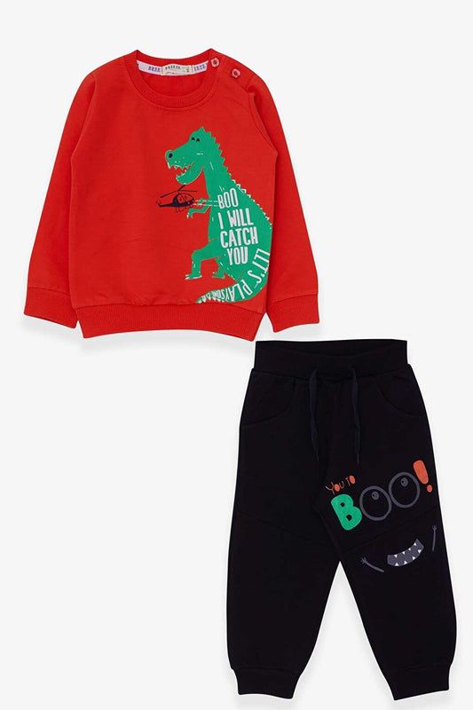 Baby Boy Tracksuit Set Dinosaur Printed Orange (1.5-2 Years)