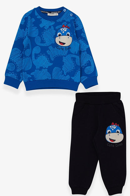 Baby Boy Tracksuit Set Dinosaur Printed Saks Blue (1-1.5 Years)