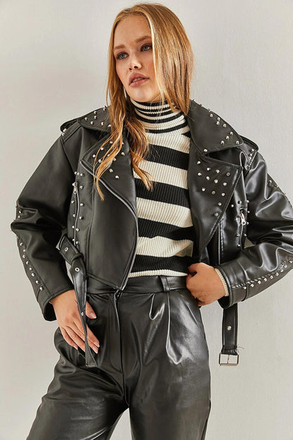 Women's Jacketed Biker Leather Jacket