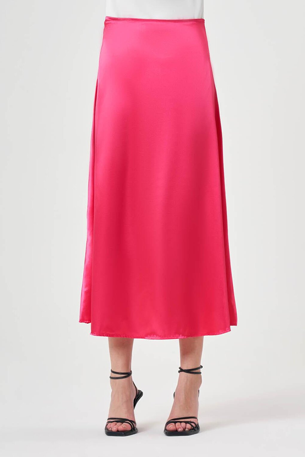 Flared Satin Fuchsia Skirt