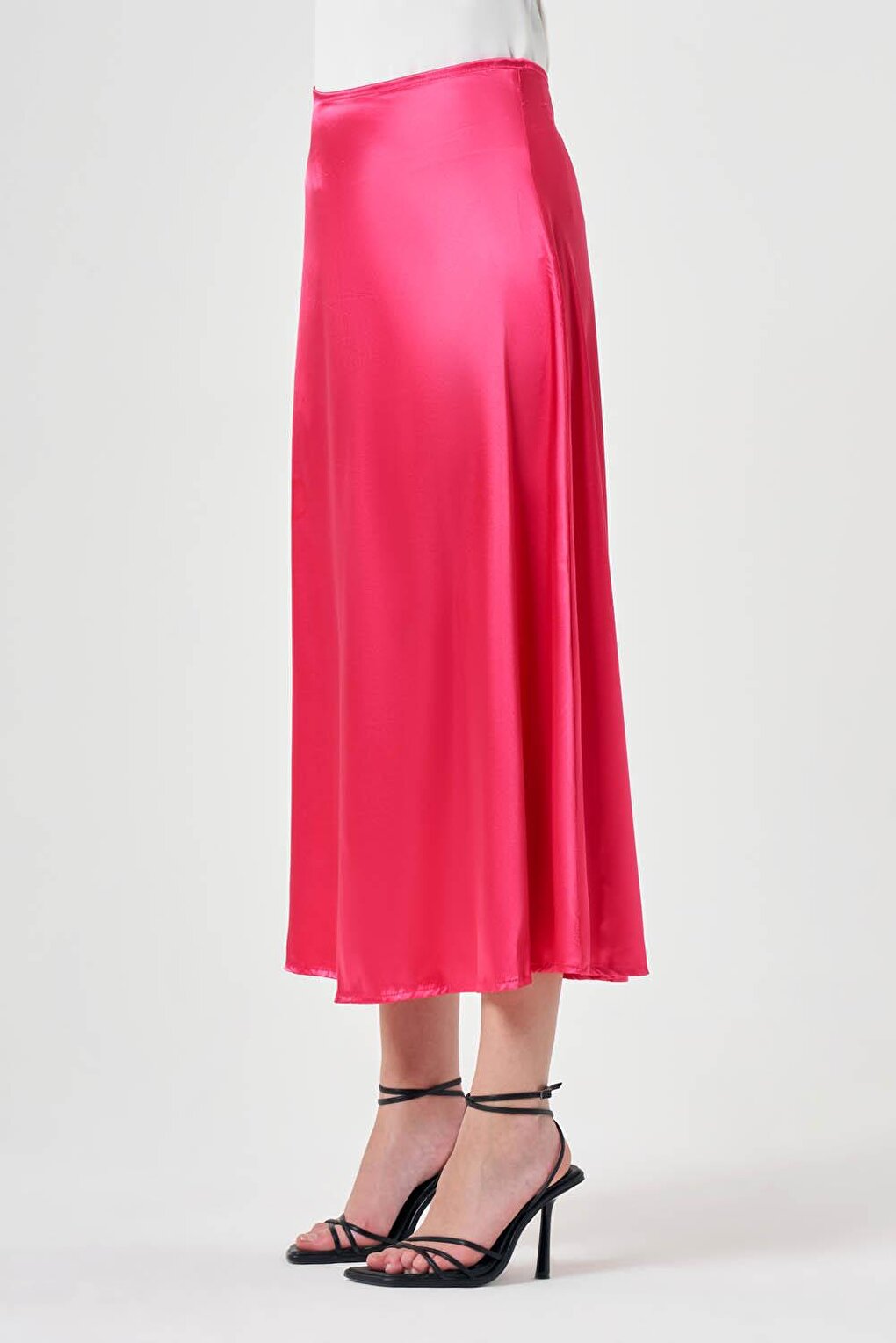 Flared Satin Fuchsia Skirt