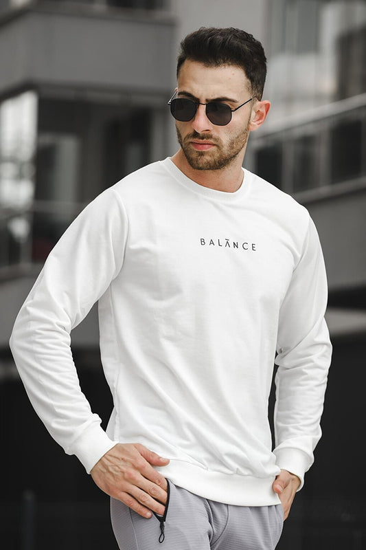 Balance Printed Slim Fit Lycra Crew Neck Men's Sweatshirt