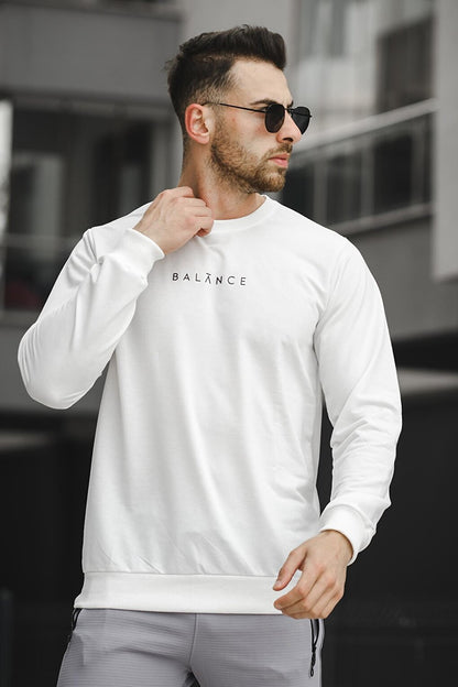 Balance Printed Slim Fit Lycra Crew Neck Men's Sweatshirt