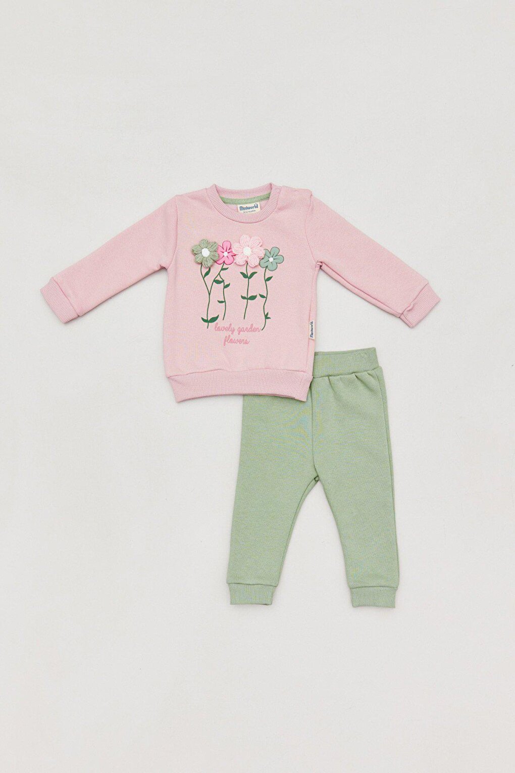 Floral Printed Crew Neck Baby Girl Suit