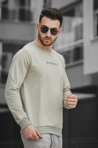 Balance Printed Slim Fit Lycra Crew Neck Men's Sweatshirt