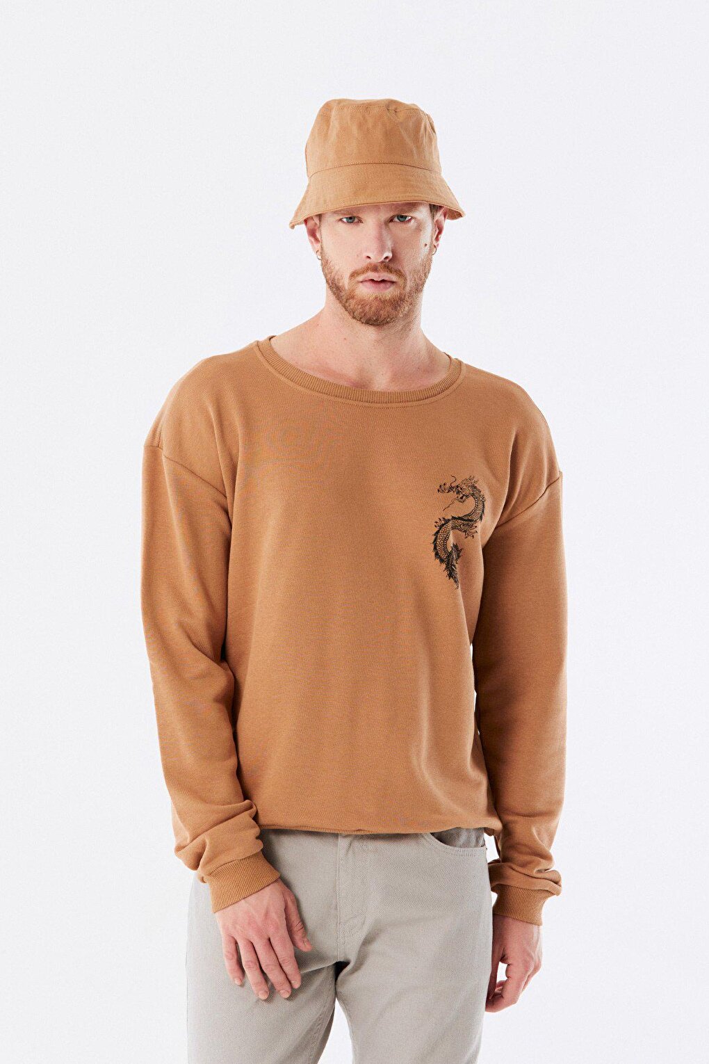 Dragon Printed Crew Neck Sweatshirt