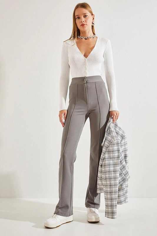 Women's Chestnut Palazzo Scuba Fabric Trousers