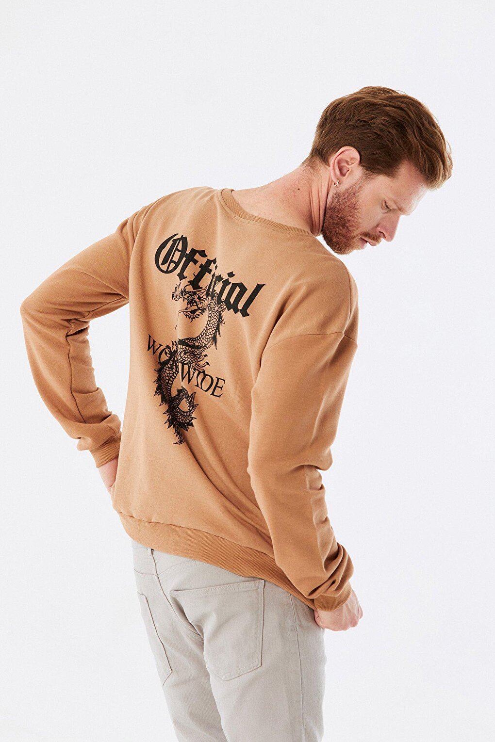 Dragon Printed Crew Neck Sweatshirt