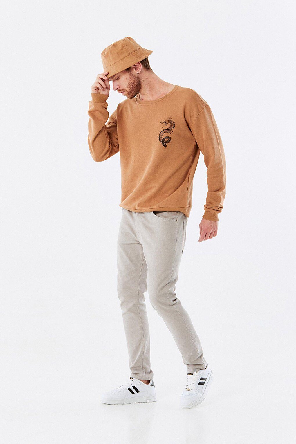 Dragon Printed Crew Neck Sweatshirt