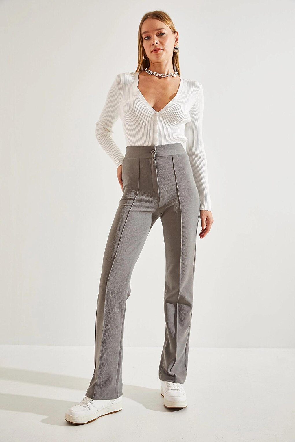 Women's Chestnut Palazzo Scuba Fabric Trousers