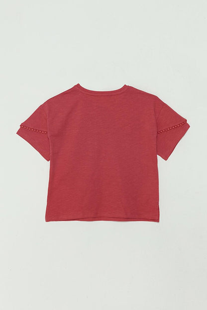 Girl's T-Shirt with Embroidered Tile