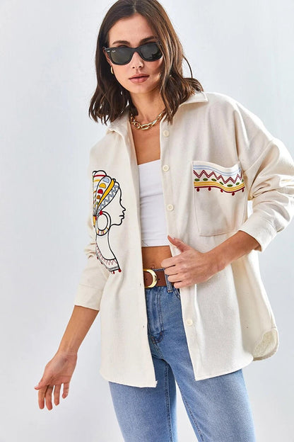 Women's Embroidered Oversize Shirt 2061