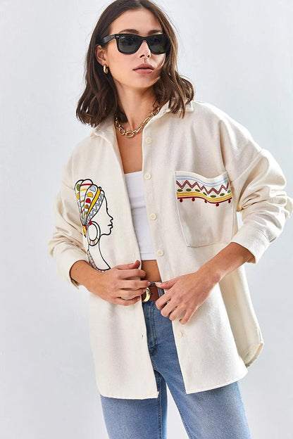 Women's Embroidered Oversize Shirt 2061